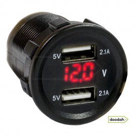 Авто / Мото USB зарядний пристрій Recessed Volt Red з вольтметром, IP54. Гарантія 6 міс. Авто / Мото USB зарядний пристрій Recessed Volt Red з вольтметром, IP54. Гарантія 6 міс.